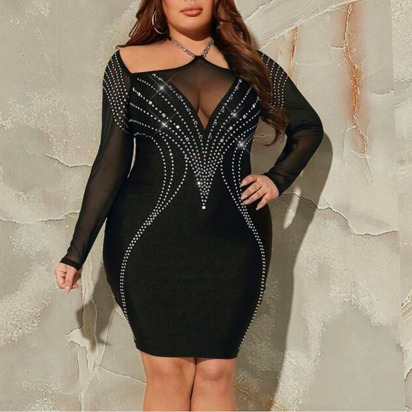 Dresses | Nwt Stunning Plus Size Rhinestone Bodycon Dress | Poshmark